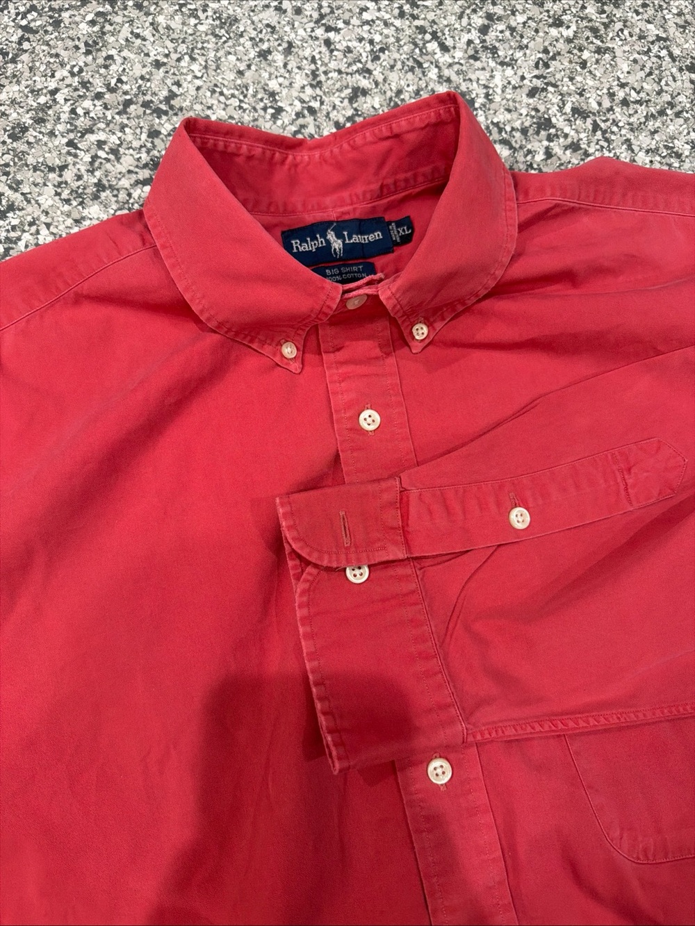 Ralph Lauren The Big Shirt Mens XL Salmon Pink Gingham Button Down Oversized